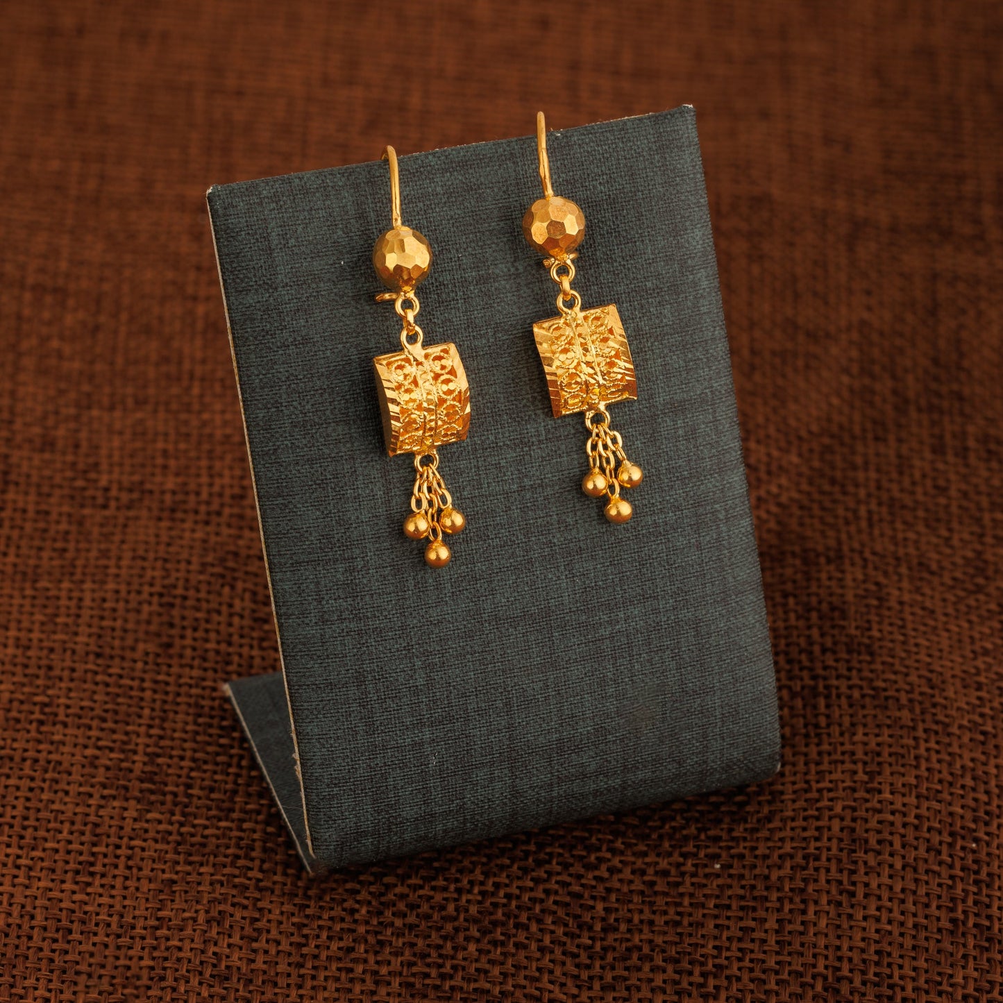 Kid's Square Earrings (D4) - Silver 925 & Gold Plated