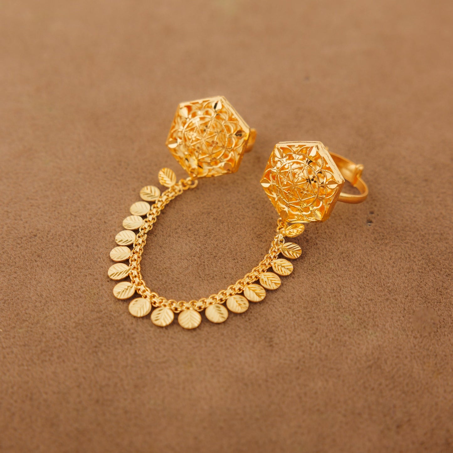 Twin Ring Chain (D3) - Silver 925 & Gold Plated