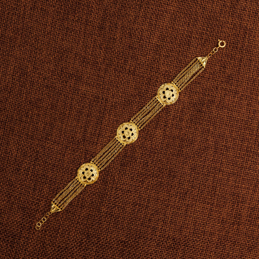 Linked Floral Bracelet (D1) - Silver 925 & Gold Plated