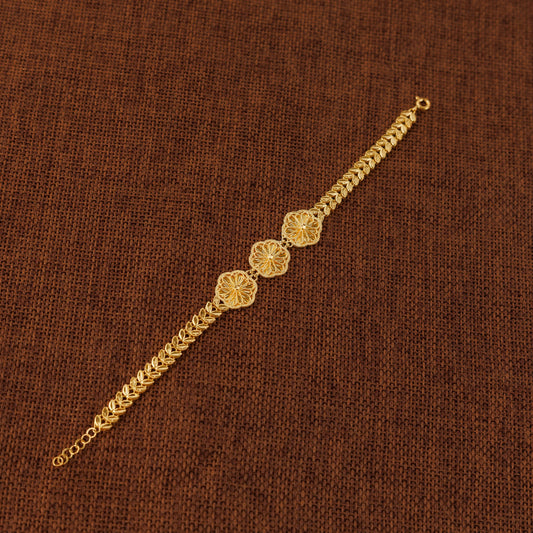 Diamond Cut Clover Bracelet (D1) - Silver 925 & Gold Plated