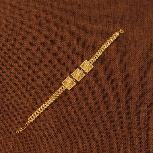 Diamond Cut Frame Bracelet (D1) - Silver 925 & Gold Plated