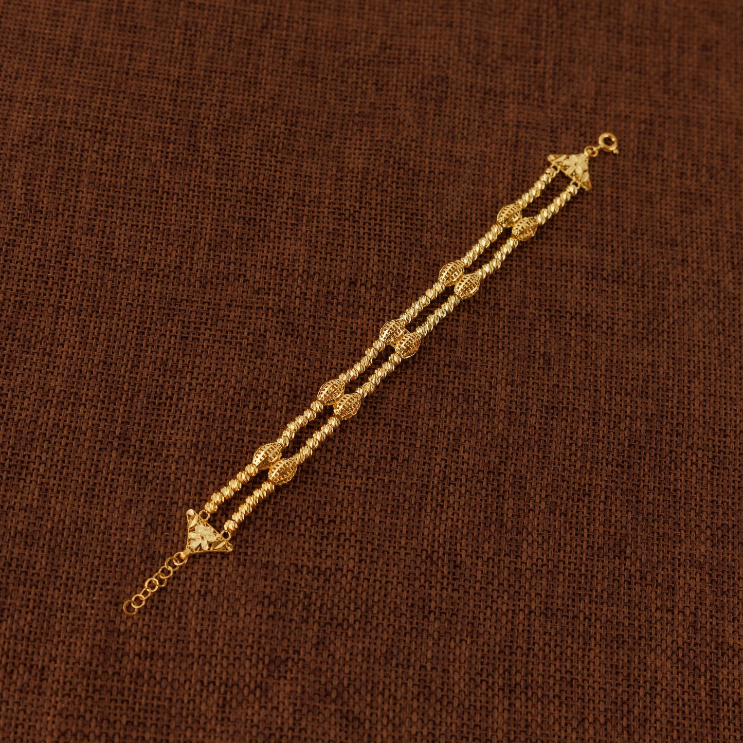 2 Line RP Beads Bracelet (D4) - Silver 925 & Gold Plated