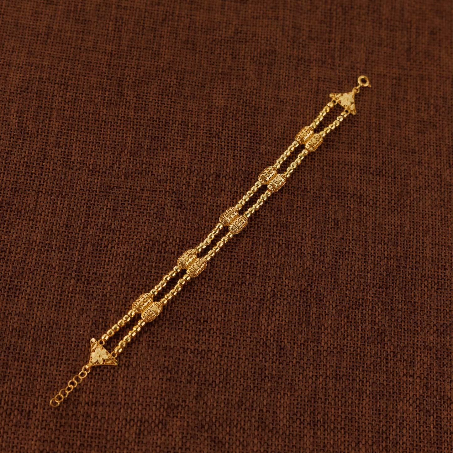 2 Line RP Beads Bracelet (D7) - Silver 925 & Gold Plated