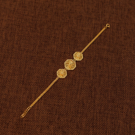 Diamond Cut Hexa Bracelet (D2) - Silver 925 & Gold Plated