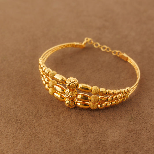 3 Line Kid's Beads Cuff Bracelet (D12)- Silver 925 & Gold Plated