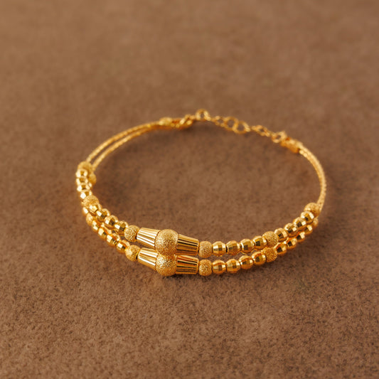 2 Line Kid's Beads Cuff Bracelet (D2)- Silver 925 & Gold Plated