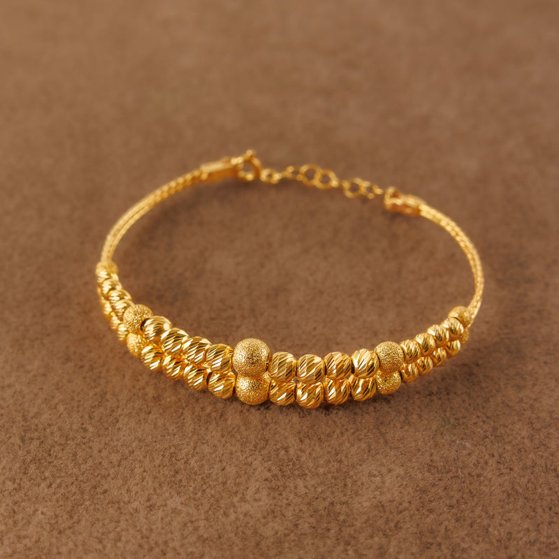2 Line Kid's Beads Cuff Bracelet (D1)- Silver 925 & Gold Plated