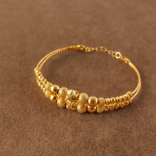2 Line Kid's Beads Cuff Bracelet (D7)- Silver 925 & Gold Plated