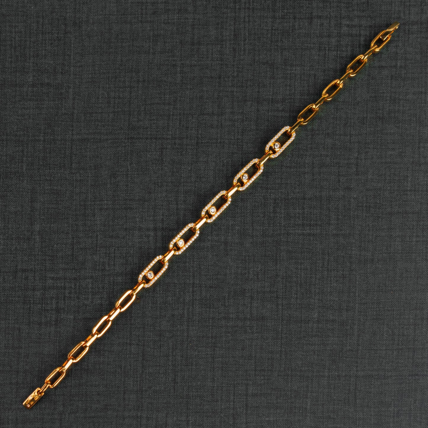 Link Bracelet with Stones (D1) - Silver 925 & Gold Plated