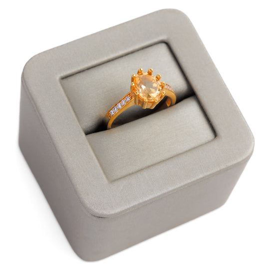 Natural Stone Ring (Topaz-s) - Silver 925 & Gold Plated