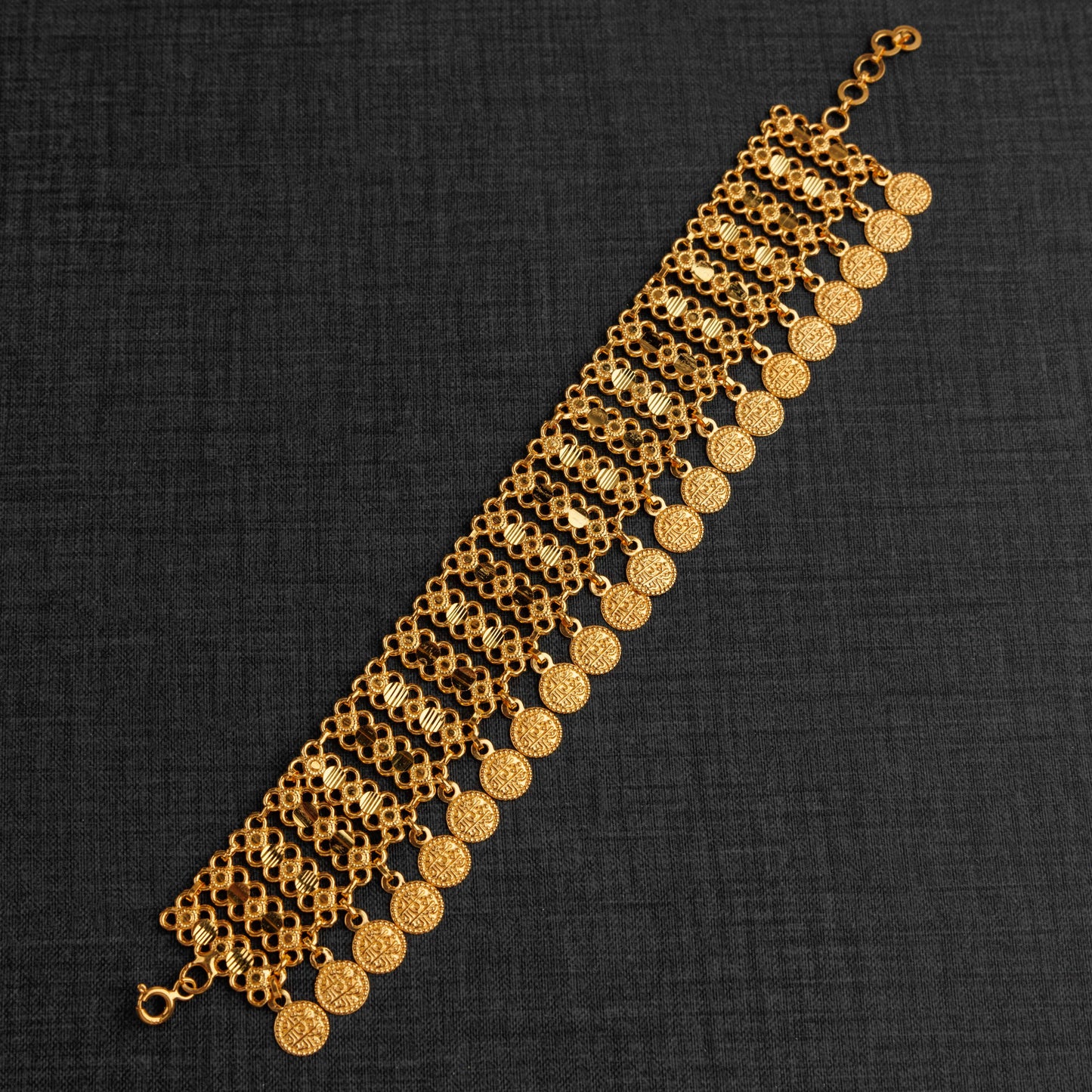 سوار العملات (D4) - فضة عيار 925 ومطلي بالذهب