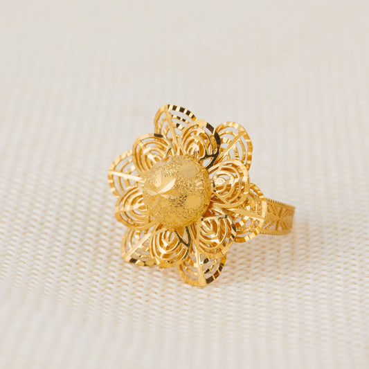 Double Flower Ring (RP) - Silver 925 & Gold Plated