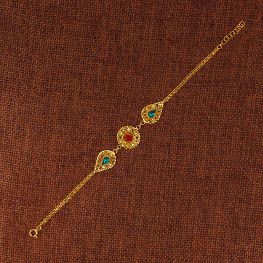 Drop Shape Stone Bracelet (D1) - Silver 925 & Gold Plated