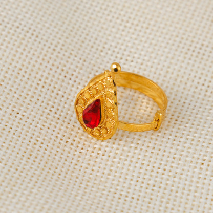 Drop Shape Stone Ring (D1) - Silver 925 & Gold Plated