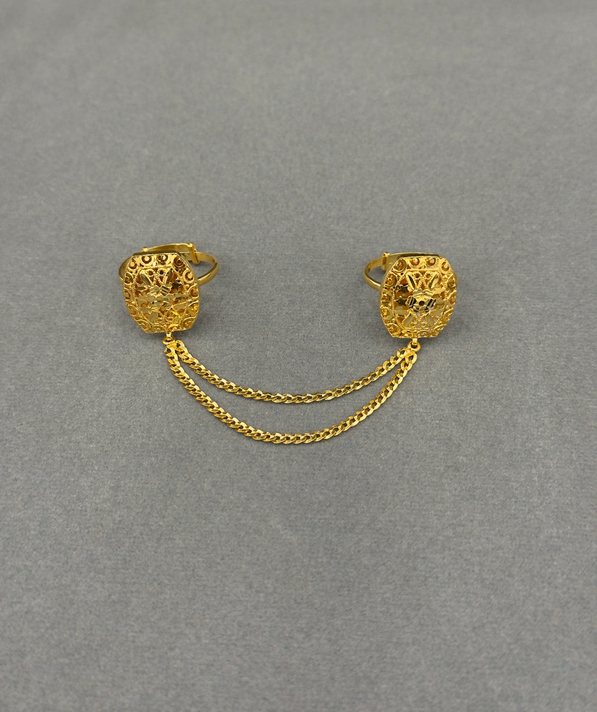 Twin Ring Chain (D37) - Silver 925 & Gold Plated