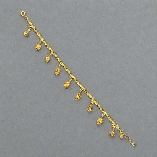 Bell Shaped Charm Bracelet (D4) - 925 Silver & 24K Gold Plated