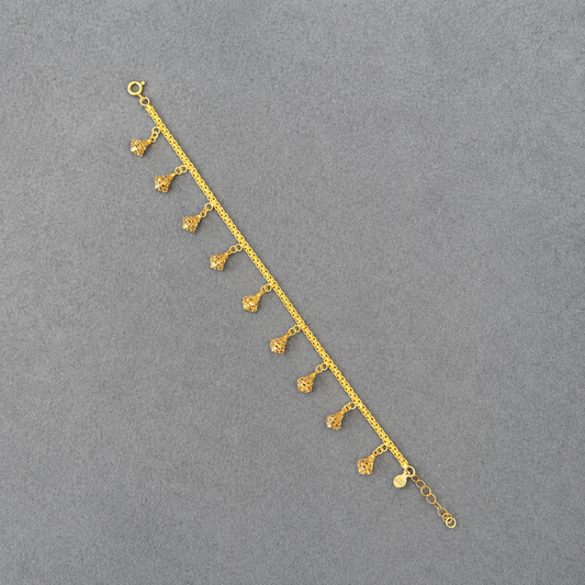 Bell Shaped Charm Bracelet (D1) - 925 Silver & 24K Gold Plated
