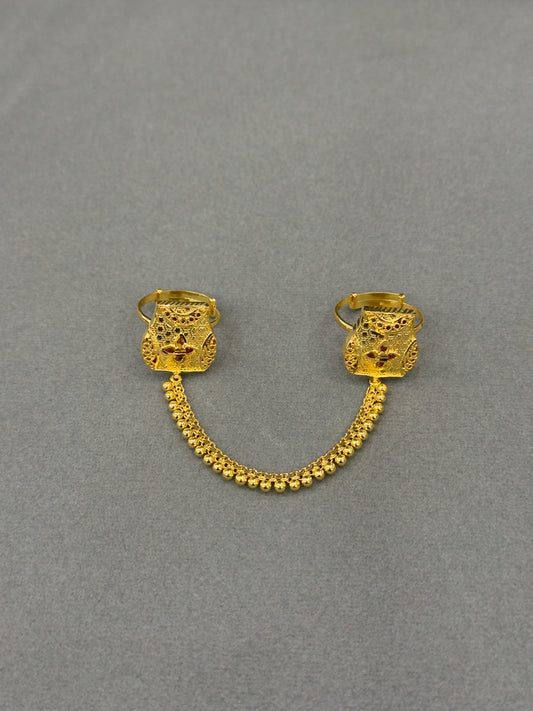 Twin Ring Chain (D16) - Silver 925 & Gold Plated