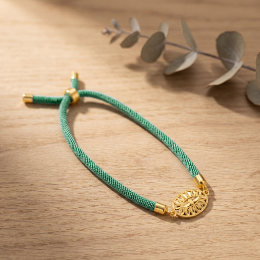 Oval Leaf Thread Bracelet - Silver 925 & Gold Plated