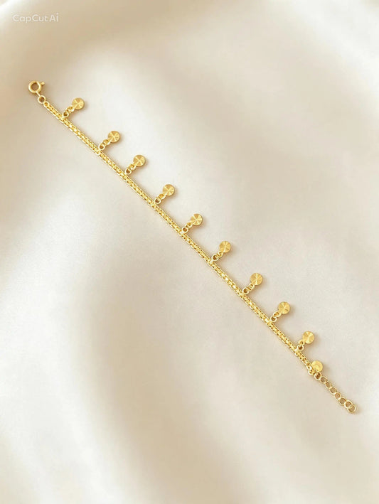 Circle Charm Bracelet (AD1) - 925 Silver & 24K Gold Plated
